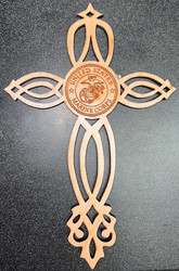 ORNAMENT Cross Wood Cut-out Police Design 7"