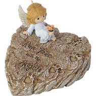 GARDEN STONE PM ANGEL ON HEART SHAPED PAW PRING