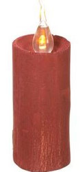 WOOD CANDLE FAUX LED RED  5.11" RED