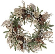 WREATH GOLD BERRIES, MAGNOLIA LEAVES, PINE, AND PINE CONES 24"