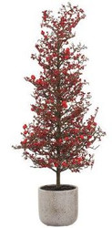 BERRY TOPIARY IN CEMENT POT 30" RED