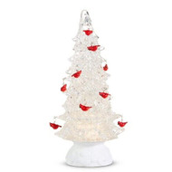LIGHTED TREE LED WITH CARDINAL ORNAMENTS 15"