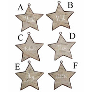 STAR WOOD & METAL WALL ORNAMENTS 9.5"