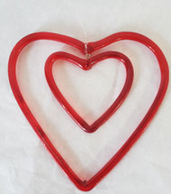 ORN DOUBLE HEART RED 6"