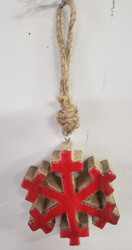 ORNAMENT HEART WOOD RED LACQUERED 3"