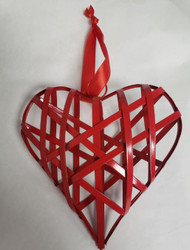 ORNAMENT RED HEART WOVEN METAL 5"