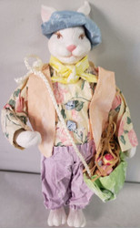 MACHE BUNNY WITH A SATCHEL OF EASTER EGGS