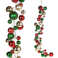 BALL GARLAND RED  GREEN, GOLD LG 4 Ft.