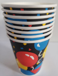 CUPS BLACK AND BALLOONS 8 CT