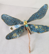 DRAGONFLY ORNAMENT AQUA GLITTERD 4.5"