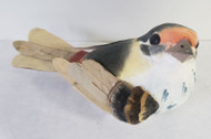 BIRD MUSHROOM BARK BLACK YELLOW ORANGE 7"