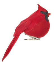 BIRD RED CARDINAL SITTING CLIP-ON 6"