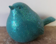 BIRD RESIN GLITTERED 2.5" BLUE