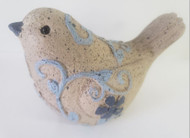 BIRD RESIN BLUE & CREAM 4.3"H