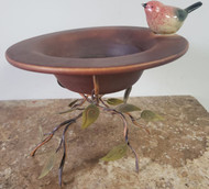 BIRD FEEDER W/BIRD COPPER CERAMIC WIRE BASE 8"D