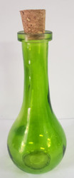 BOTTLE GLASS GREEN 8 OZ. W/CORK 6.75W