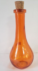 GLASS BOTTLE 8 OZ. ORANGE W/CORK 6.75"