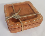 COASTERS LEATHER PINECONE DESIGN 4 COUNT