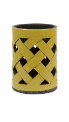 LANTERN MORELIA CUTWORK  8" CLAY CERAMIC YELLOW