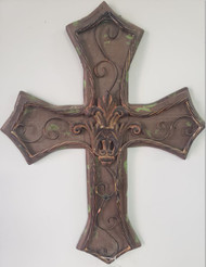 CROSS WOOD & METAL BROWN & GREEN 23.75"
