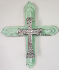 CROSS WOOD METAL SEAFOAM/ SILVER 20"