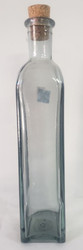BOTTLE SQUARE /WITH CORK CLEAR TALL 10"