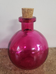BOTTLE GLASS ROUND 4.5" HOT PINK