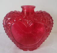 VASE HEART SHAPED GLASS RED 4"