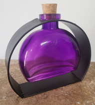 BOTTLE GLASS W/ BLACK METAL STAND ASST COLORSS