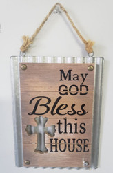 PLAQUE GALVANIZED TIN / WOOD 8"