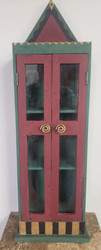 WALL CABINET VINTAGE GREEN RED GOLD BLK 35"