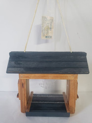 BIRD FEEDER NATURAL WOOD / GREEN PLEXI 7.75" FLY RIGHT INN