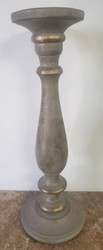 CANDLEHOLDER WOOD GREY / GOLD