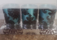 VOTiVE CANDLE SET/3 TURQUOISE BLK FILIGREE