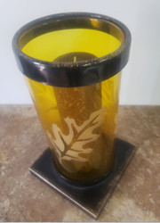 CANDLEHOLDER GLASS CYLINDER w/LVS 7.75"