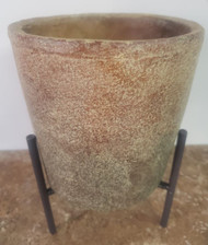 CEMENT PLANTER BROWN W/  BLK STAND 7.25"