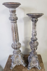 CANDLEHOLDERS SET/2 RESIN/STONE 20" 22"