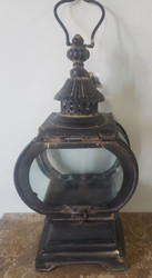 LANTERN BLACK WROUGHT IRON ROUND GLASS 20"
