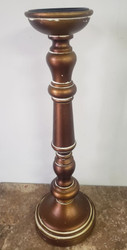 CANDLEHOLDER WOOD BRONZE/ WHITE 18"