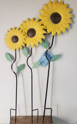 GARDEN STAKES SUNFLOWER SET/3 METAL