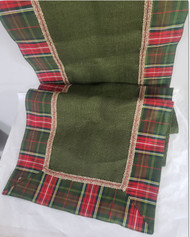 TABLE RUNNER  BURLAP PLAID 72"x  14"