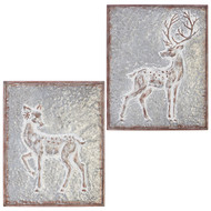 WALL ART TIN METAL DEER set of 2 18"