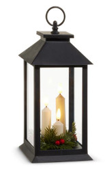LANTTERN LED WITH CANDLES & GREENERY