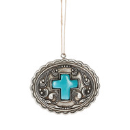 ORNAMENT BELT BUCKLE SILVER 3.25"