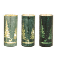 LUMINARY LED PINE TREE/ DEER GLASS ASSORTED 8.5"