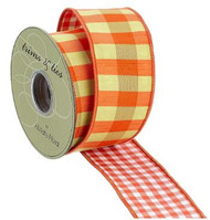 RIBBON CHECKED DUPION PLAID ORANGE/ YELLOW #40
