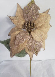 POINSETTIA BURLAP GOLD GLITTERED 14"