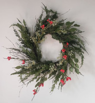 WREATH JUNIPER PINE RED / GREEN BERRIES 24"