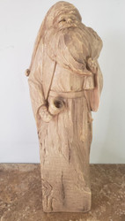 SANTA FIGURINE BROWN WOOD-LOOK CARVED 15"