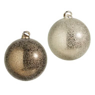 ORNAMENTS GREY TEXTURED GLASS 4" SET OF 2